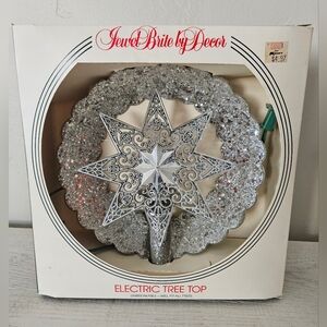 VINTAGE Jewel Brite by Decor Electric Tree Topper Silver Star Tested & Working